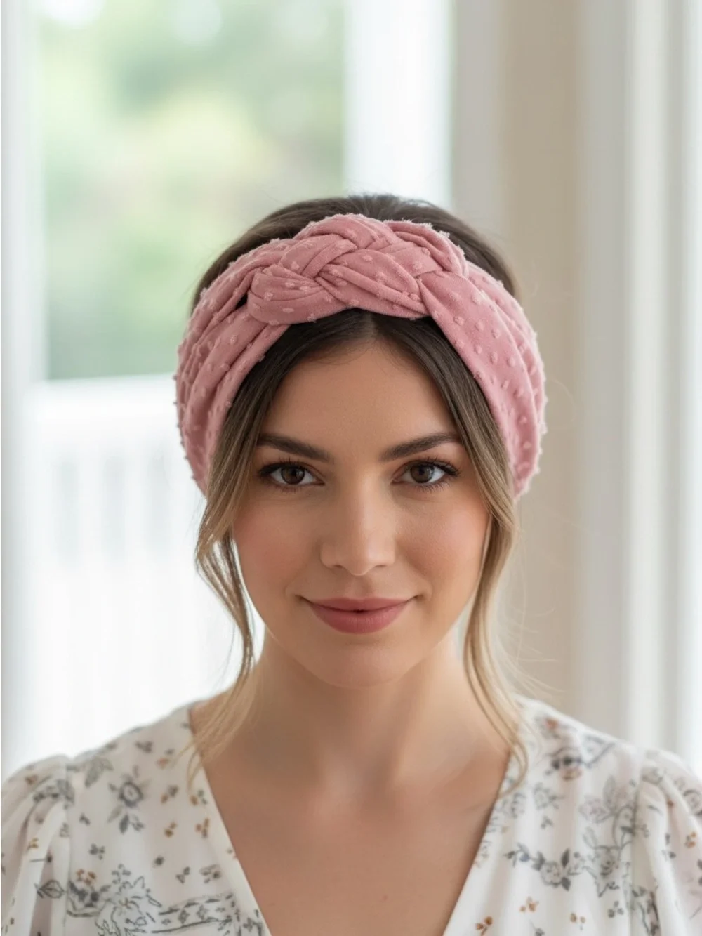 Handmade Swiss Dot in Chunky Sailor Knot Headband for Women